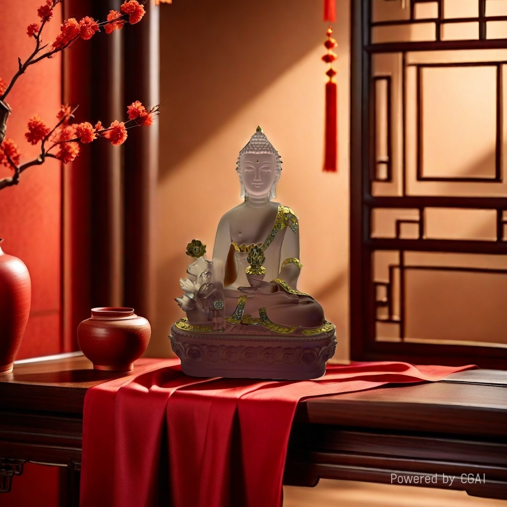 Wholesale of ancient glazed Buddha statues, Vajrayana Medicine Buddha light glazed temple and courtyard home offerings, resin ornaments and deities Specification image