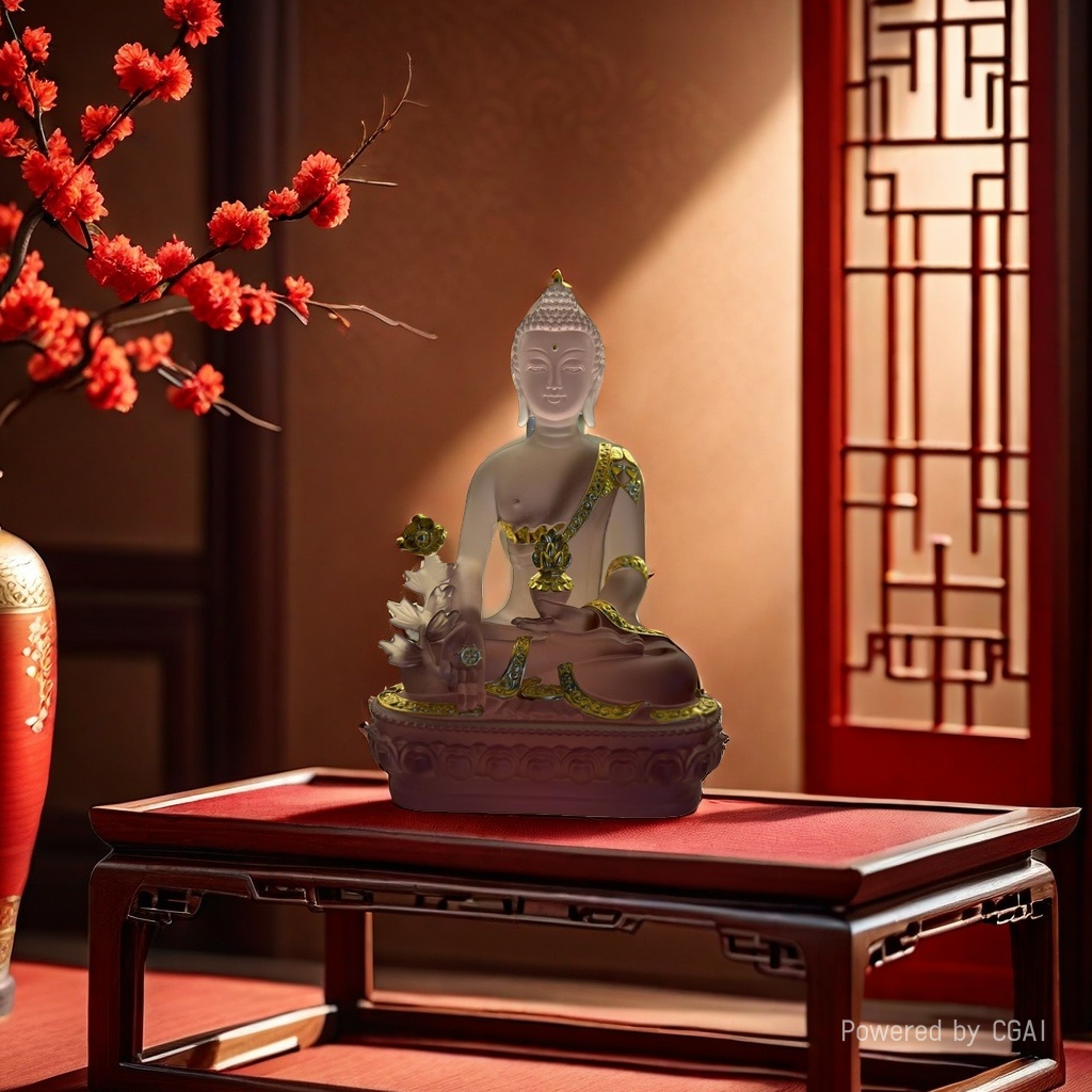Wholesale of ancient glazed Buddha statues, Vajrayana Medicine Buddha light glazed temple and courtyard home offerings, resin ornaments and deities Application Scenario
