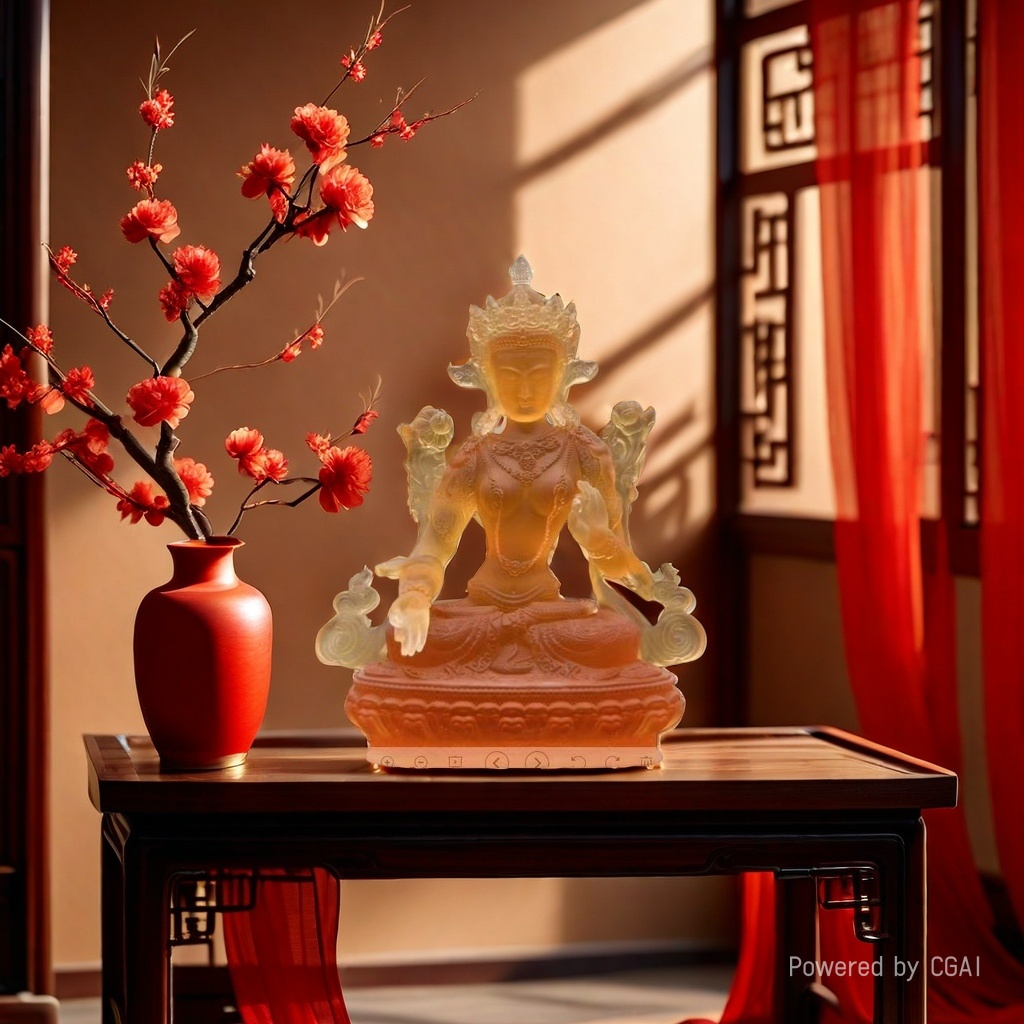 Ancient-style glass mother, Tibetan Bodhisattva Avalokitesvara Bodhisattva Salvation Buddha Mother, resin glass small Buddha statue close to the craftsmanship of the Buddha details Picture