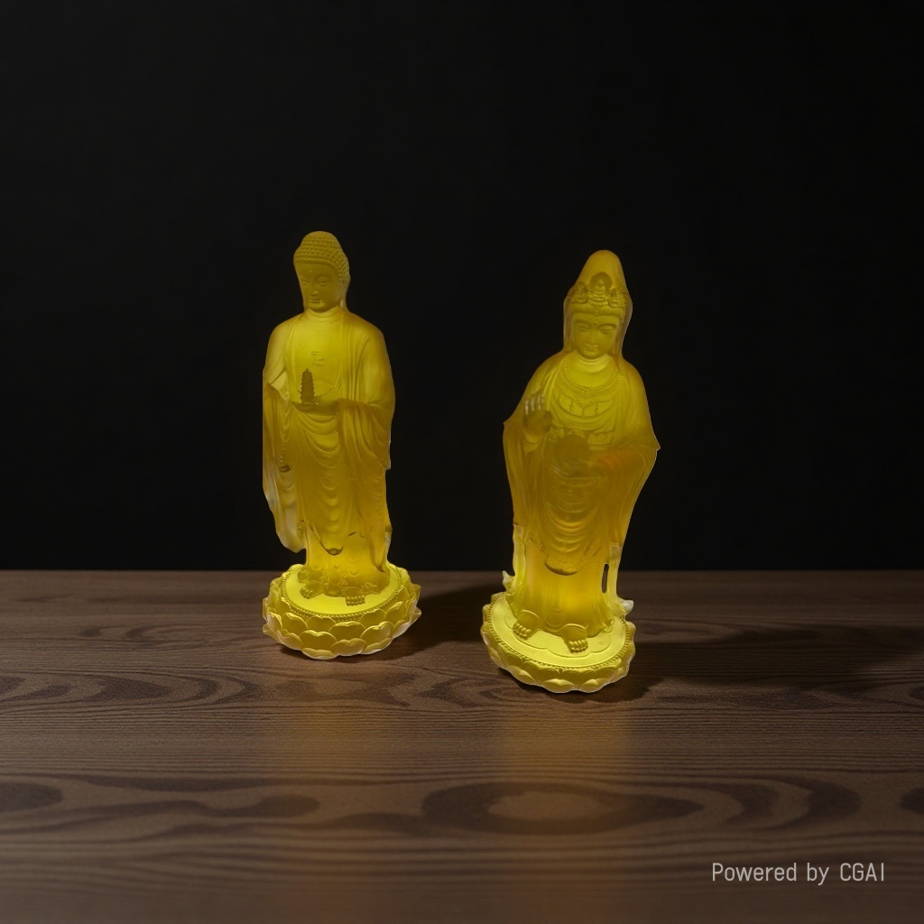 Ancient-style glassware, Chinese-style water glassware, Western Three Sages Guanyin Bodhisattva Buddha statue, home living room, worship Buddha utensils, car ornaments, Zen meaning Specification image