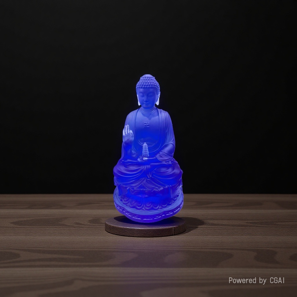 The glass Medicine Buddha statue, temple offering ornaments, Sakyamuni Buddha, Amitabha Buddha, Buddha hall, temple glass factory