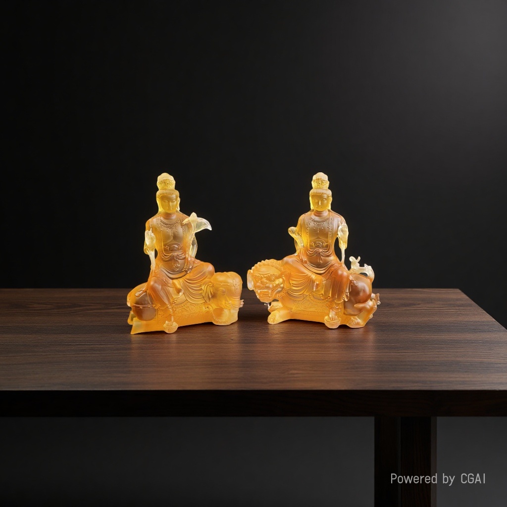 The ancient-style glazed Buddha statue of Samantabhadra Manjusri Bodhisattva takes over the Buddha statue on the ten-thousand-Buddha wall of the temple details Picture