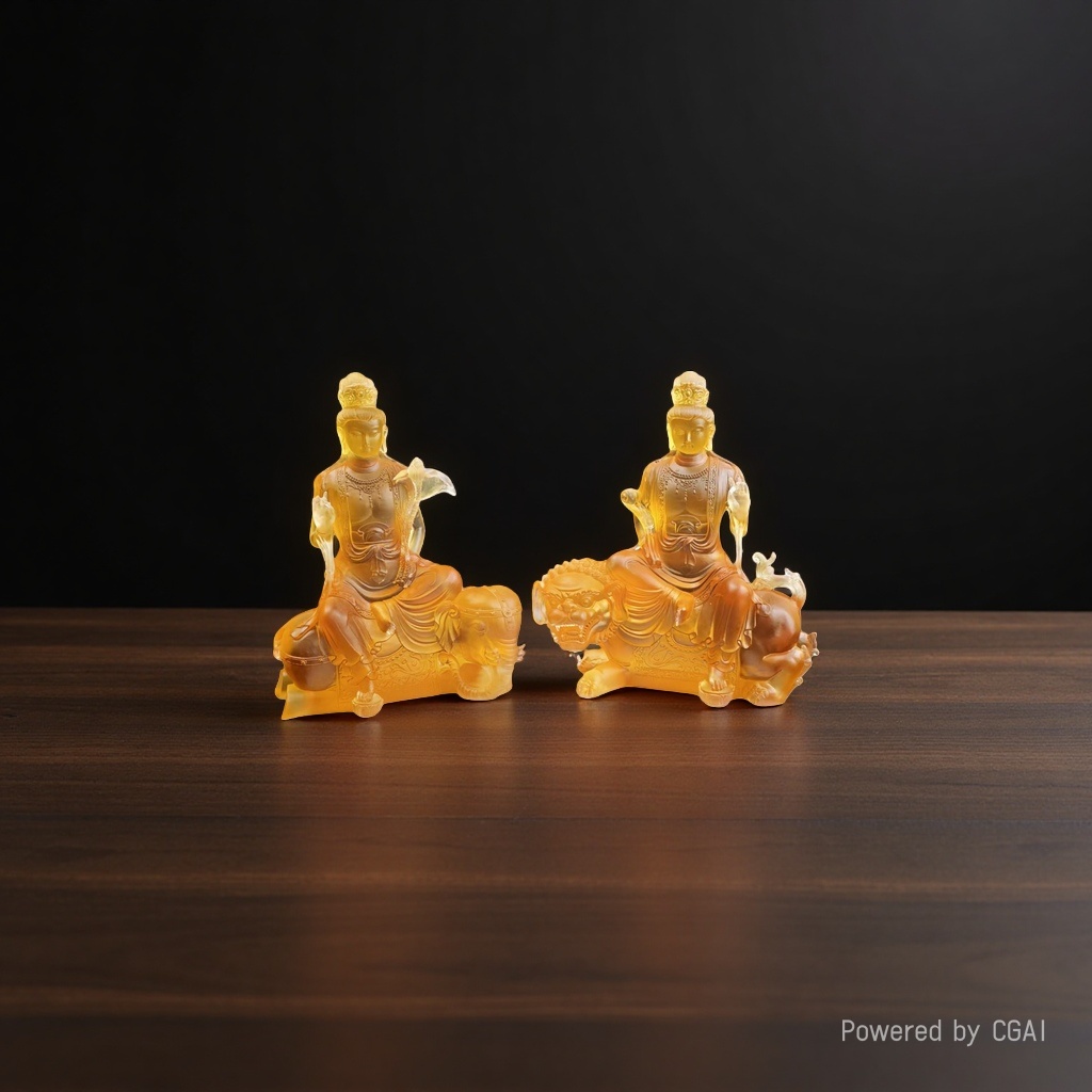 The ancient-style glazed Buddha statue of Samantabhadra Manjusri Bodhisattva takes over the Buddha statue on the ten-thousand-Buddha wall of the temple Application Scenario