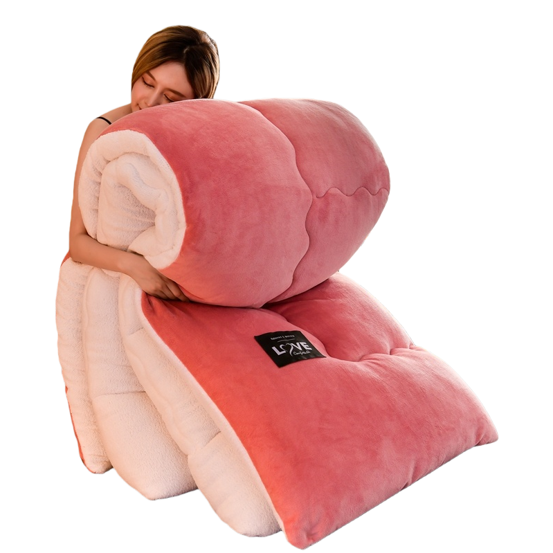Pink coral fleece children's blanket, water and heat blanket, throw pillow and quilt, dual-purpose solid color fleece blanket Item Picture