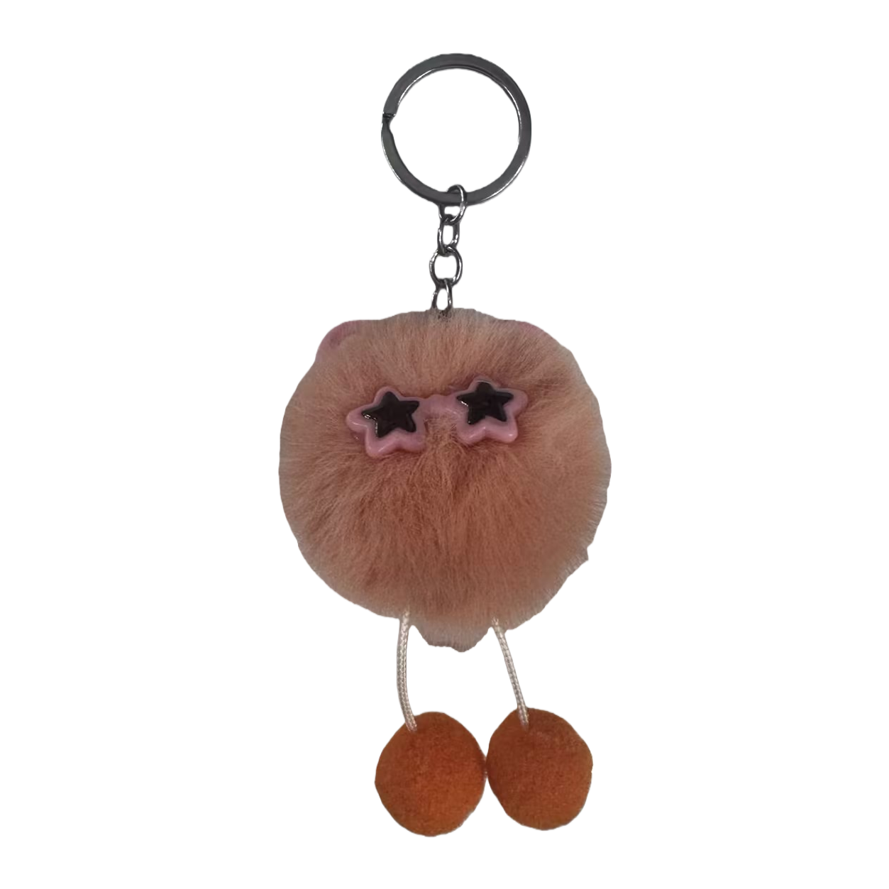 Orange toy pom-pom big toothy key chain with a bell Item Picture