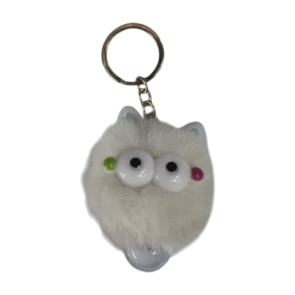 White doll, toy ball, key chain with bell, key hang Item Picture