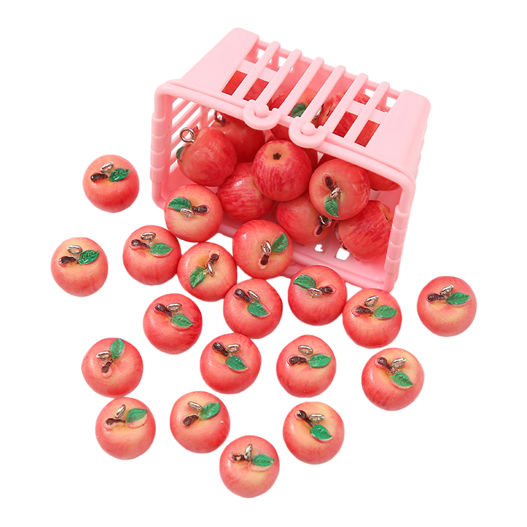 Wholesale of red apple-shaped simulated resin jewelry accessories Item Picture