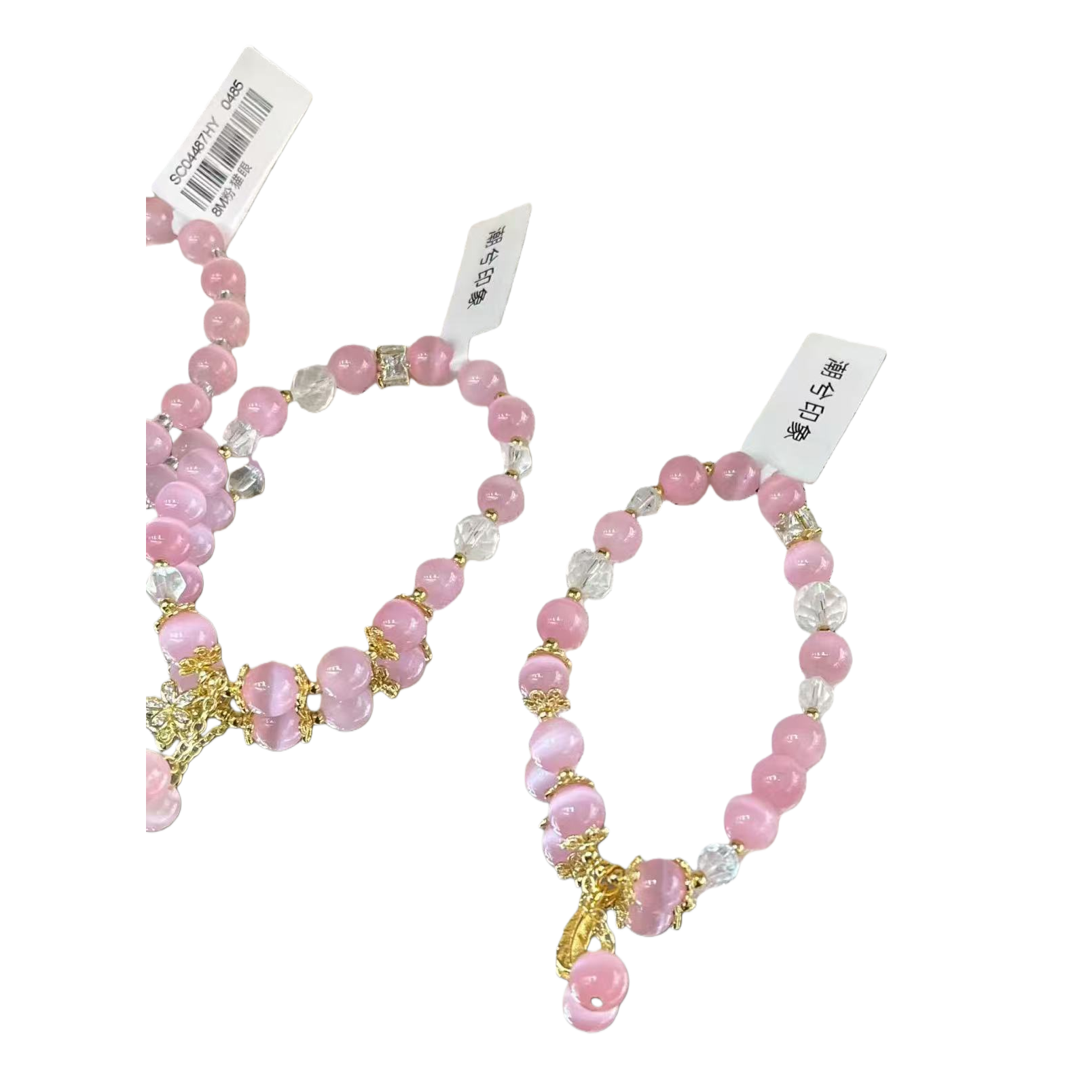 Pink crystal bead bracelet, a versatile and layered fashionable and light luxury crystal bracelet for women Item Picture