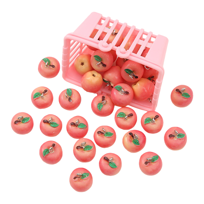 Simulated apple plastic basket food and toy accessories, simulated vegetable, bread and fruit three-dimensional resin accessories Item Picture