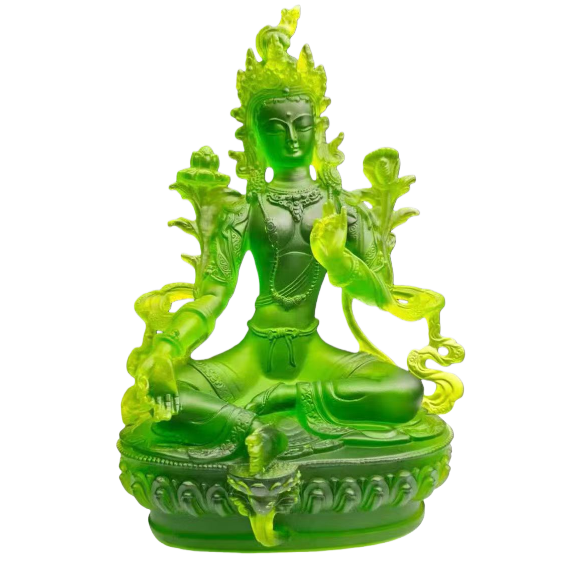 The ancient-style green Tara Buddha statue, a decorative item for worship in a Buddhist home, is suitable for Southeast Asia Item Picture