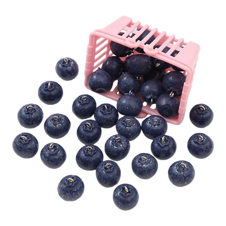 Simulated blueberry plastic basket food and play accessories, simulated vegetable, bread and fruit three-dimensional resin accessories Item Picture