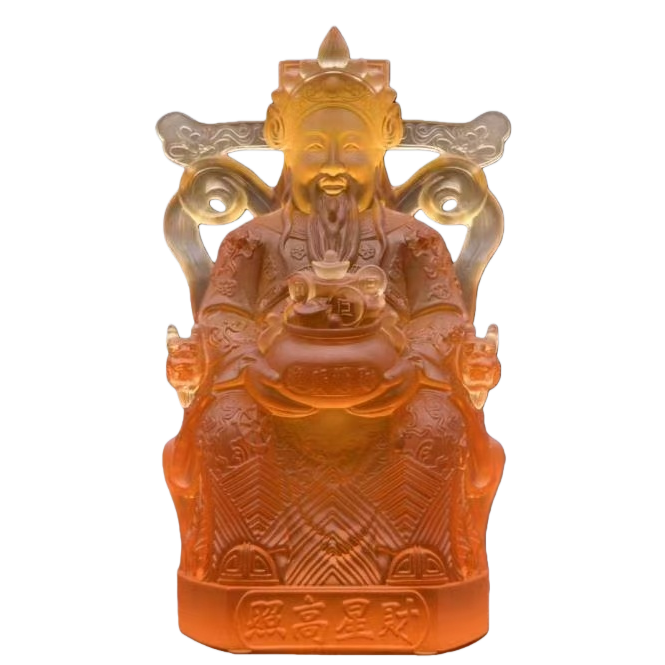 Ancient-style glazed God of Wealth figurines in various sizes, the God of Wealth statue for attracting wealth, wholesale Buddha statues for home living room worship, and carved patterns Item Picture