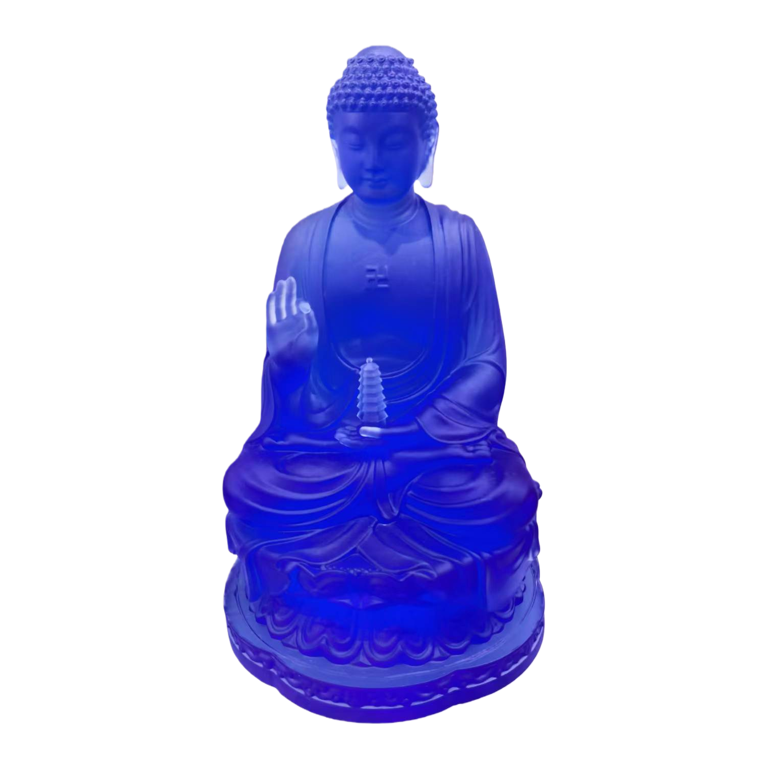 The glass Medicine Buddha statue, temple offering ornaments, Sakyamuni Buddha, Amitabha Buddha, Buddha hall, temple glass factory Item Picture