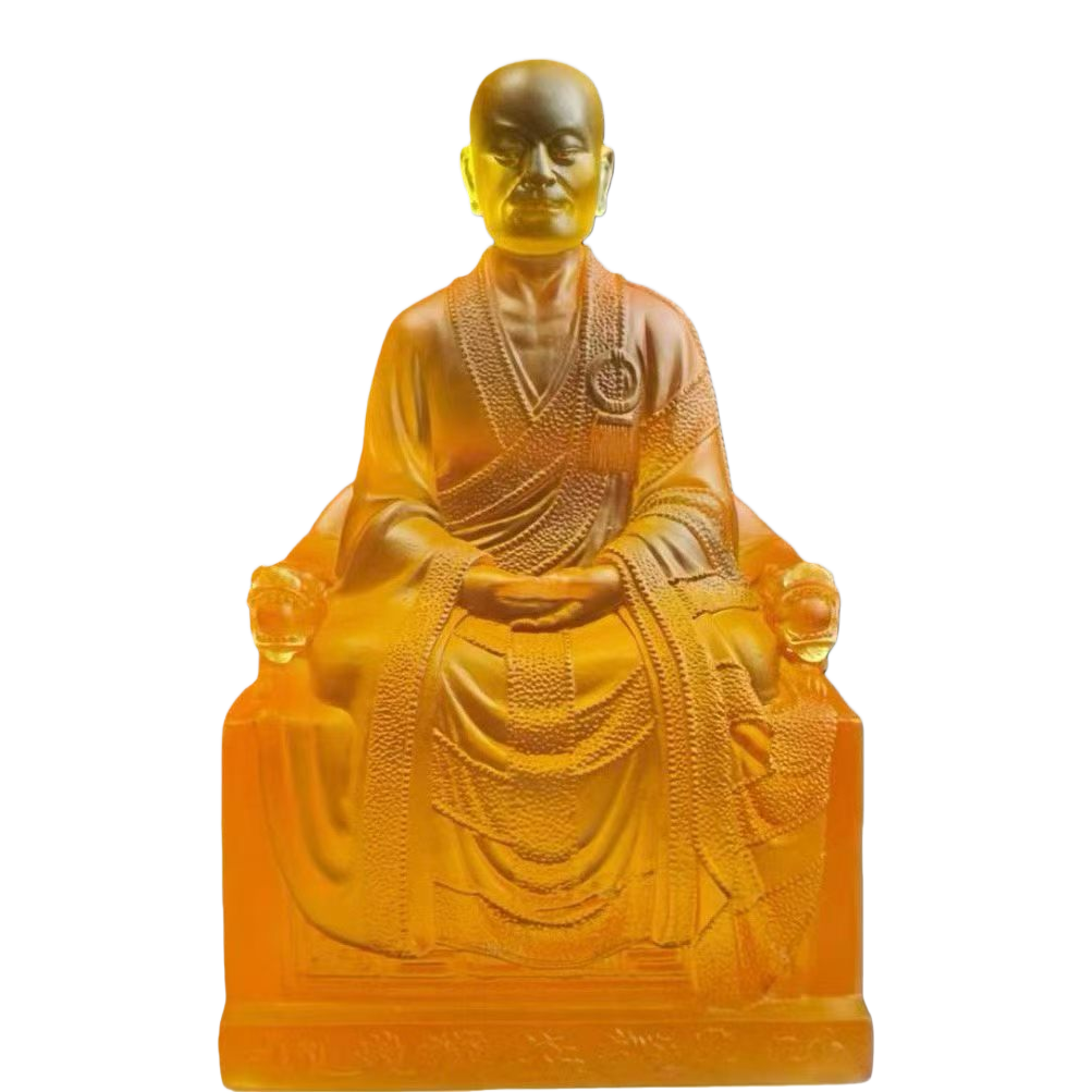 The Buddha statue of Master Huineng, the Sixth Patriarch of Chan Yue Fo Yi, is made of glass and is a tall display item for the living room Item Picture