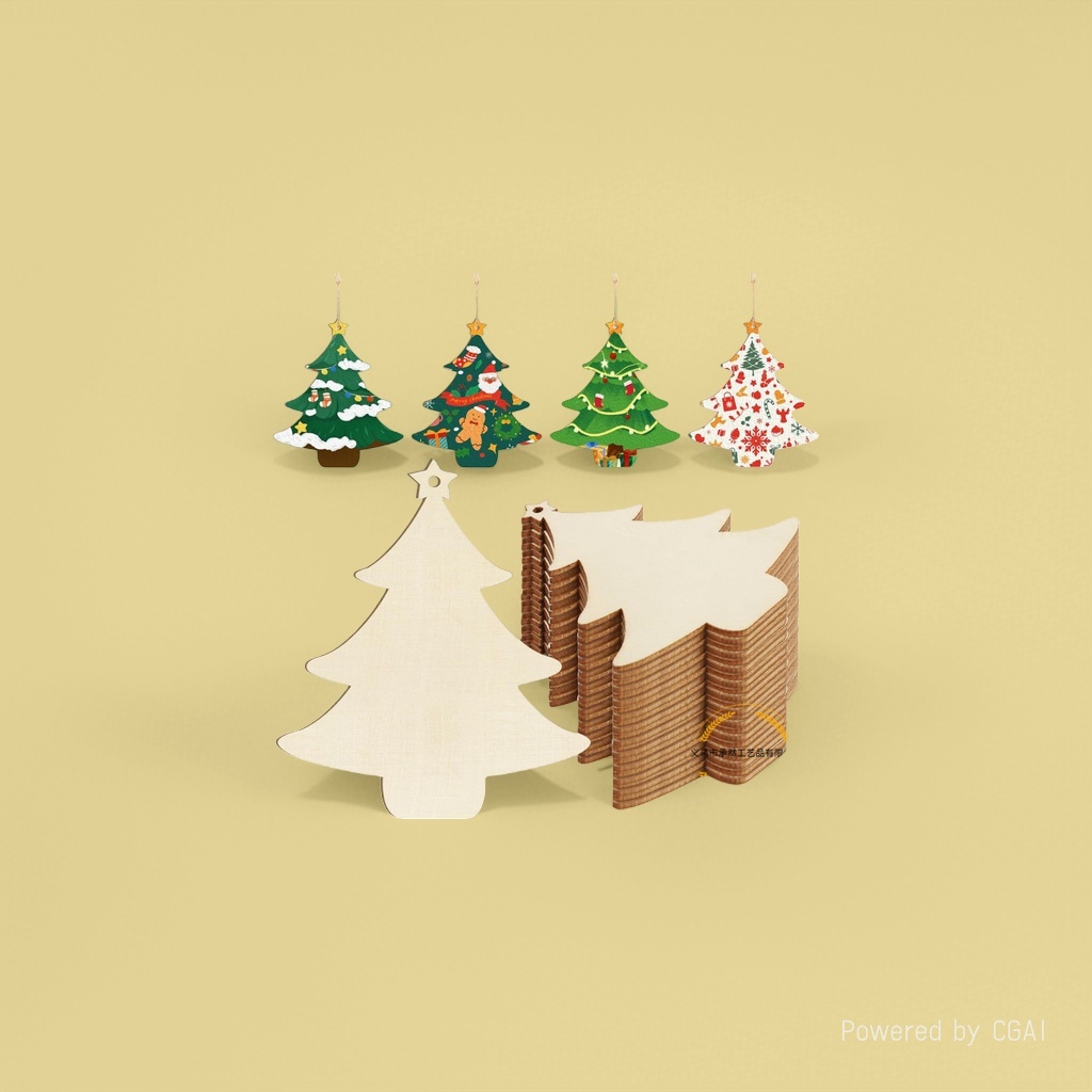 Christmas tree-shaped wooden ornaments, Christmas balls, bow flower decorations, and wooden Christmas supplies details Picture