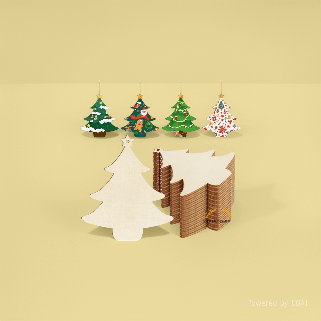 Christmas tree-shaped wooden ornaments, Christmas balls, bow flower decorations, and wooden Christmas supplies Specification image