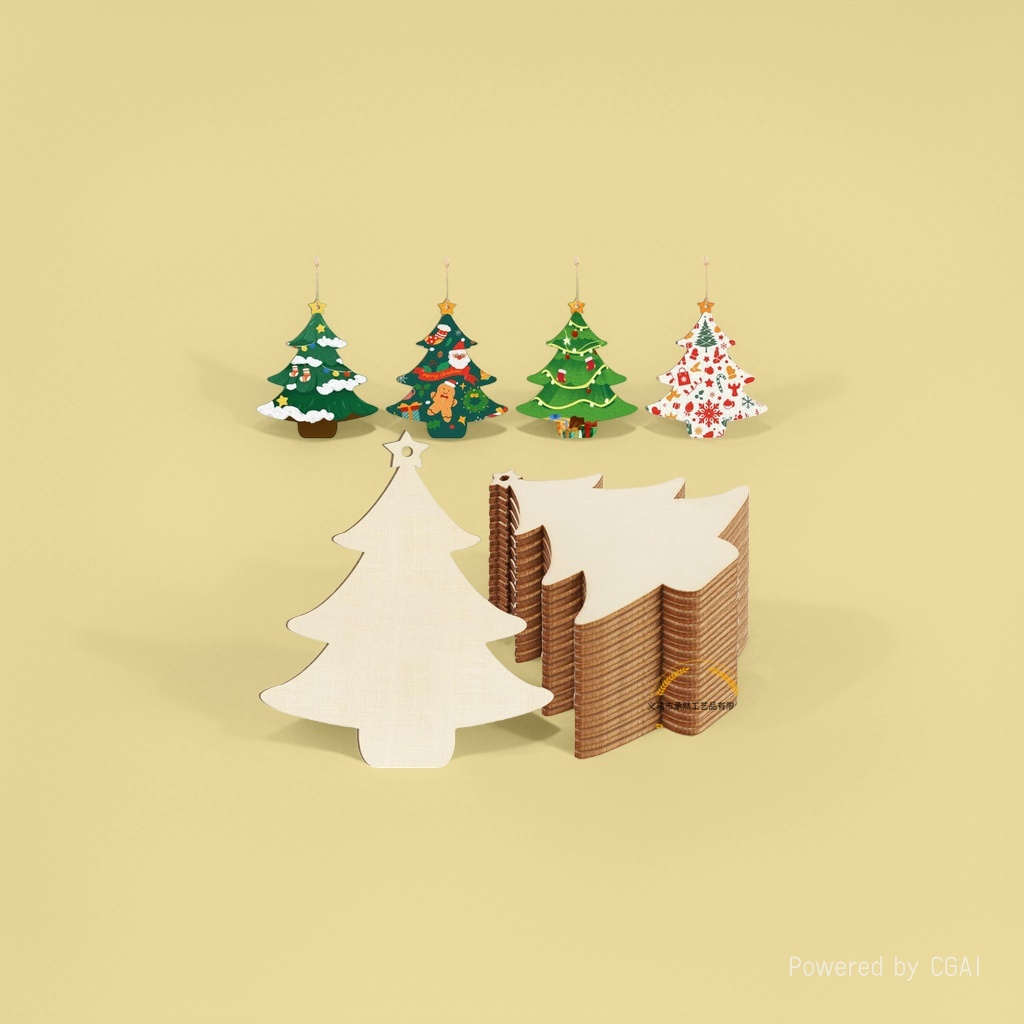 Christmas tree-shaped wooden ornaments, Christmas balls, bow flower decorations, and wooden Christmas supplies Application Scenario