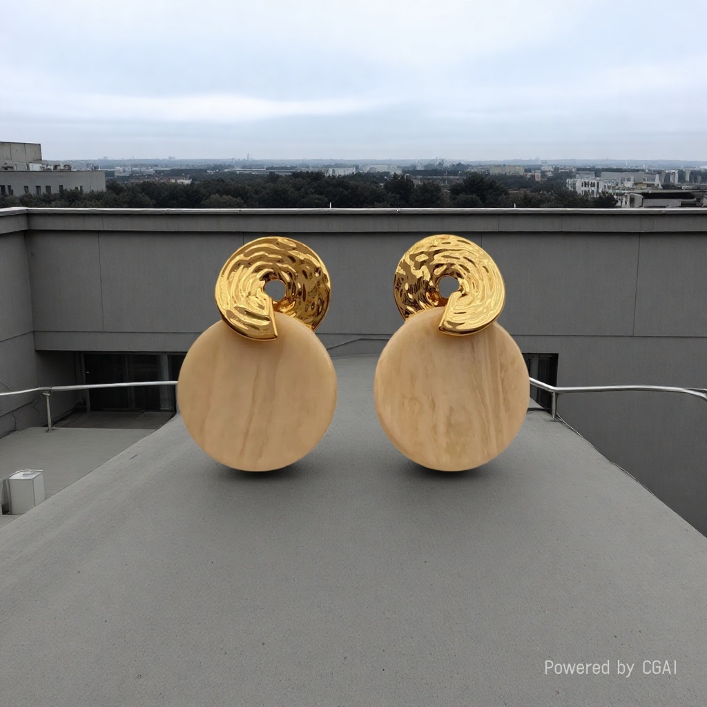 Furui Ancient Jewelry World S925 Silver Gold Metal Beige round Jade earrings Application Scenario