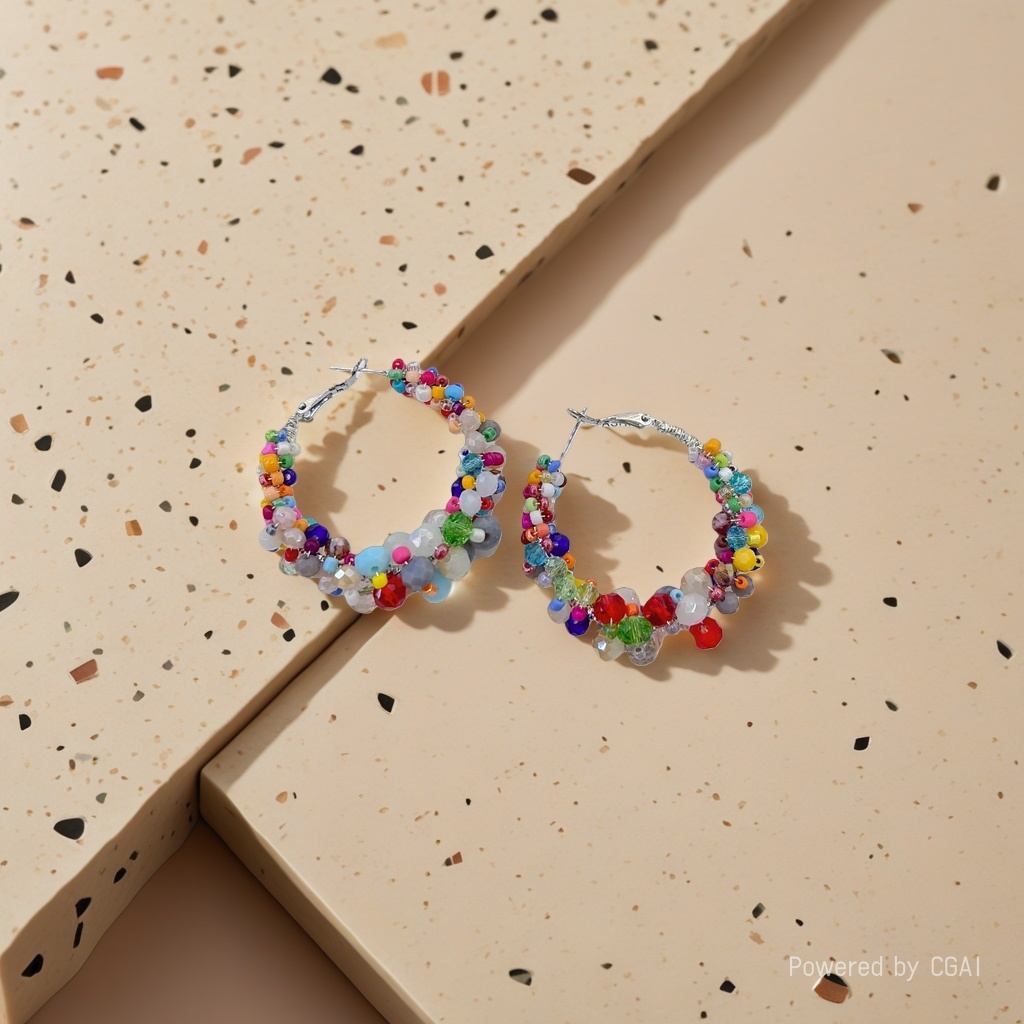 Obi Yabi S925 sterling silver colored bead jade earrings Specification image