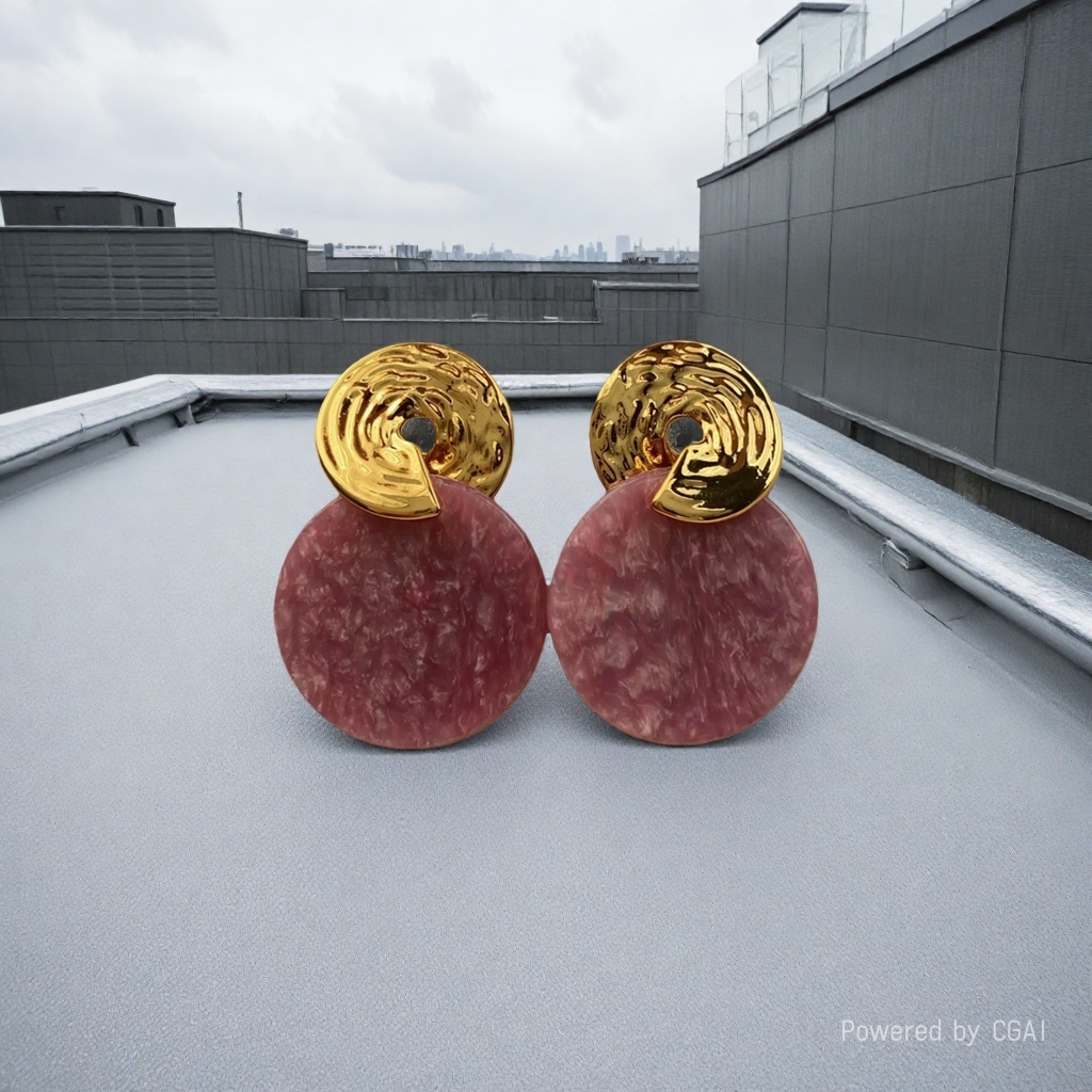 Children's purple round earrings with gold metal decoration, intangible cultural heritage traditional Chinese medicine handicrafts, five-star clip set Application Scenario