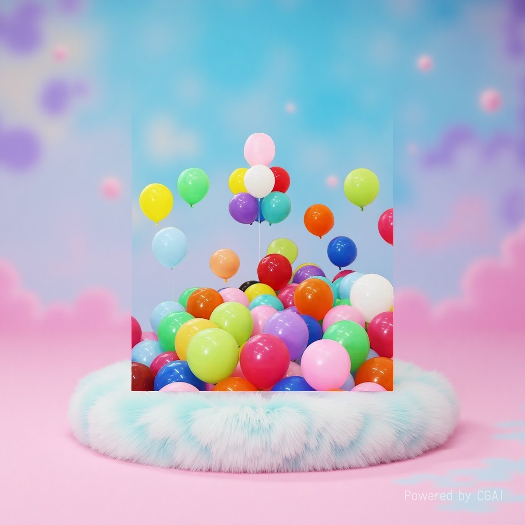 Colorful balloons pile up dreamy clouds, lifting joy as if one were in a fairy tale world. Wholesale of party decorations details Picture