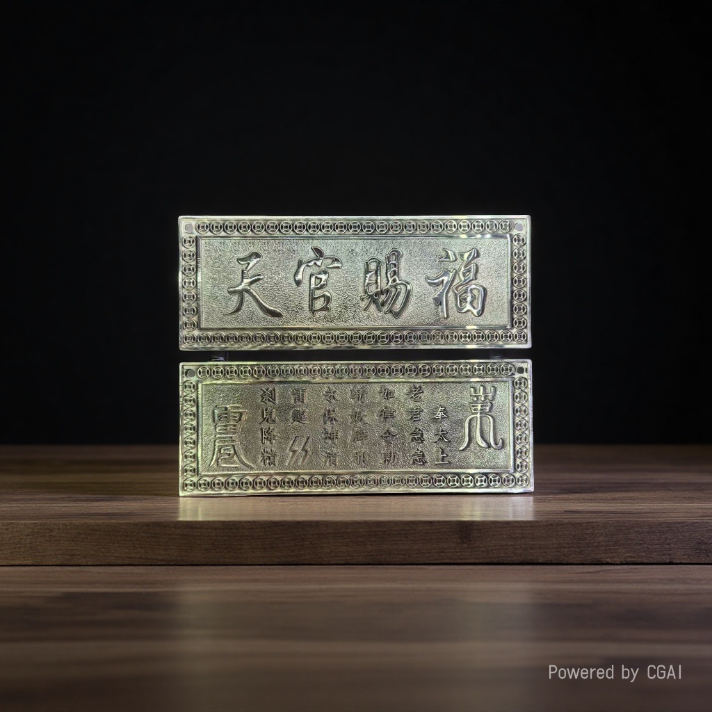 厂家批发黄铜横版天官赐福铜牌吉祥高照铜牌天官铜尺石敢当铜尺093710525