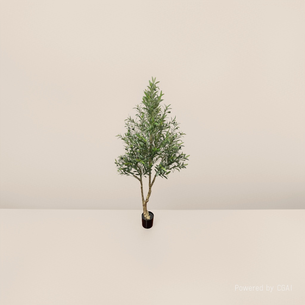 Green olive tree potted plants, artificial green plants, artificial flowers, plastic green plants simulation details Picture