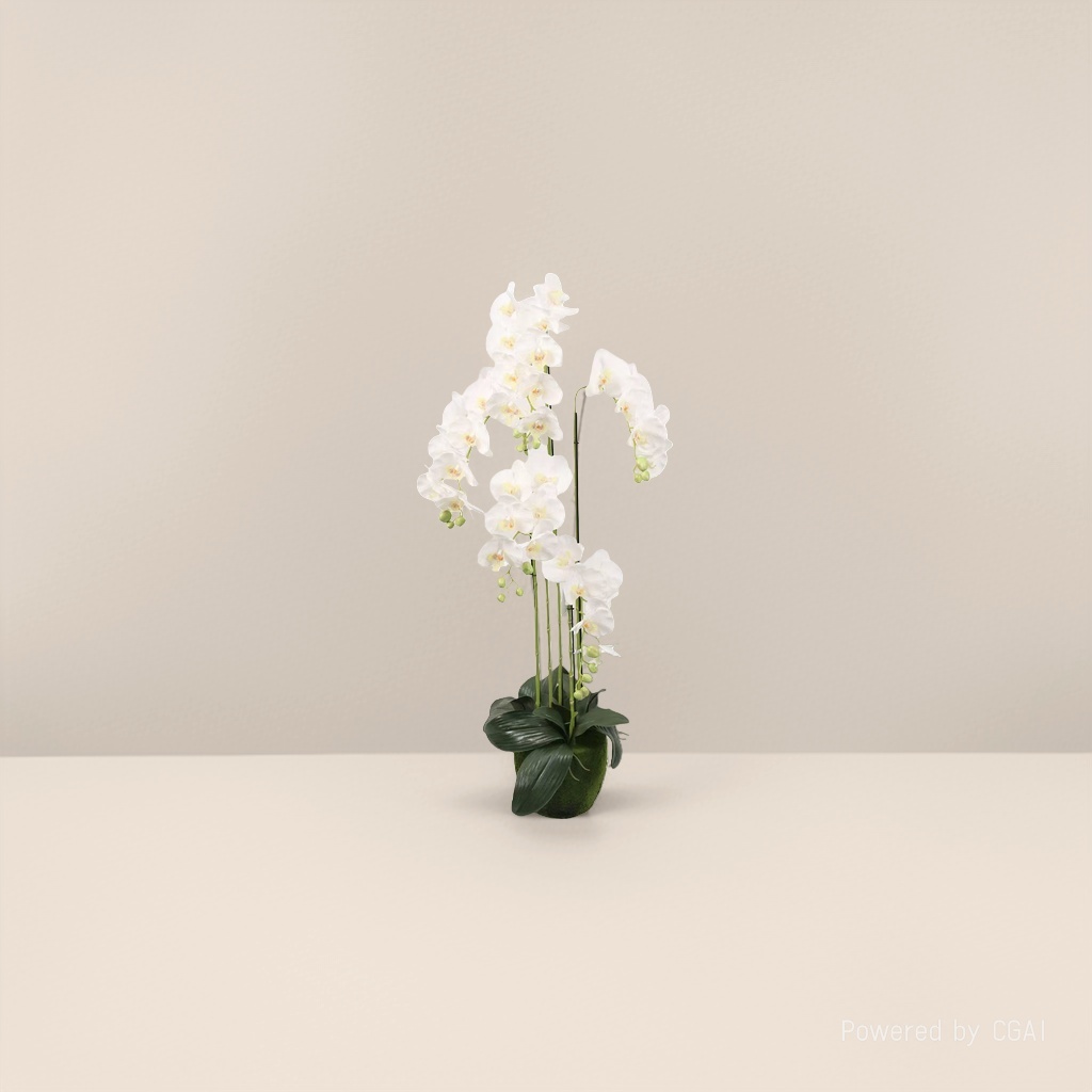 Orchidaceae plants, white orchids, potted plants, artificial green plants, home ornaments, decorative artificial plants details Picture