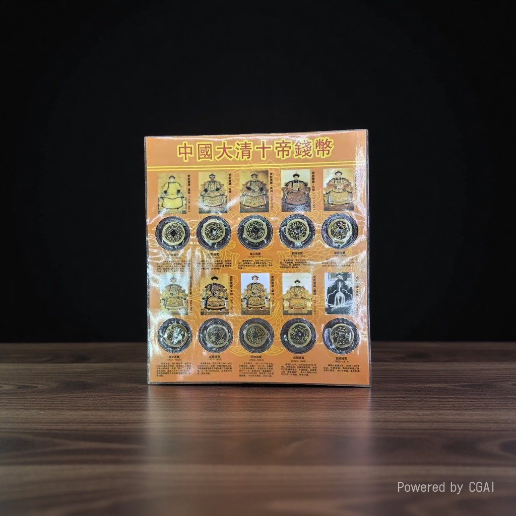 2.5 Copper coin hardcover Ten Emperors Sheet Antique Copper Coin color set, Qing Dynasty Ten Emperors Coin wholesale copper coin, ancient coin collection pure copper details Picture