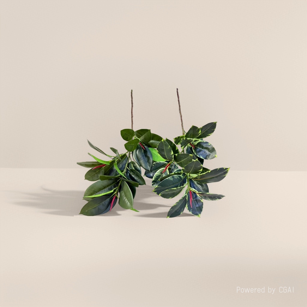 Eucalyptus mistletoe, a green plant with artificial branches and leaves, has large flower stems and leaves