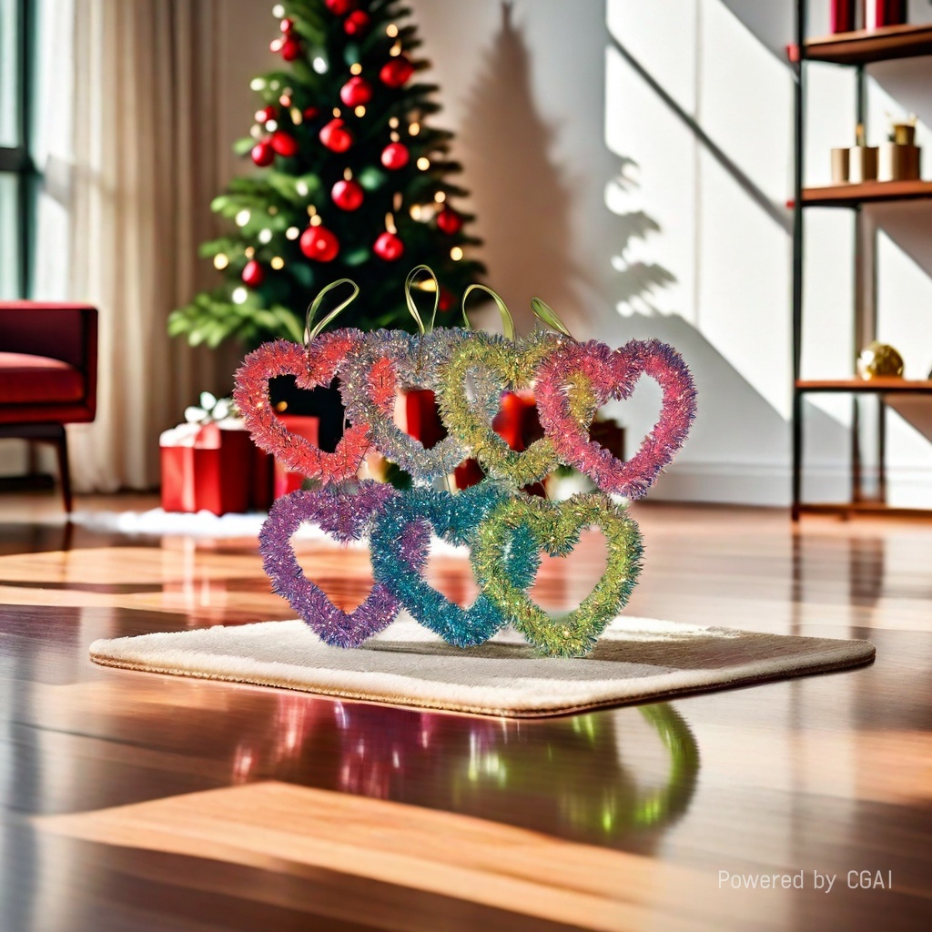 Heart-shaped colorful flower wreath Christmas decoration bestseller. Christmas colorful strips are festive and exquisite details Picture