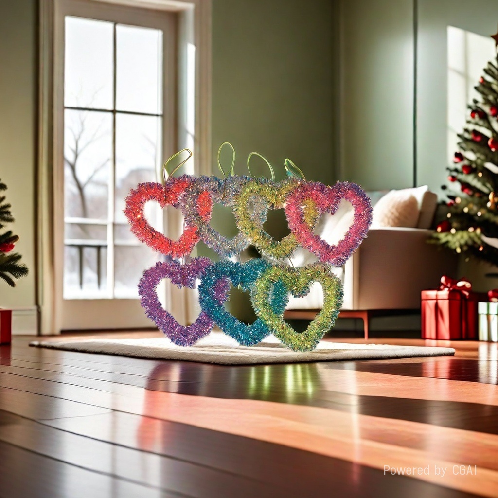 Heart-shaped colorful flower wreath Christmas decoration bestseller. Christmas colorful strips are festive and exquisite Application Scenario