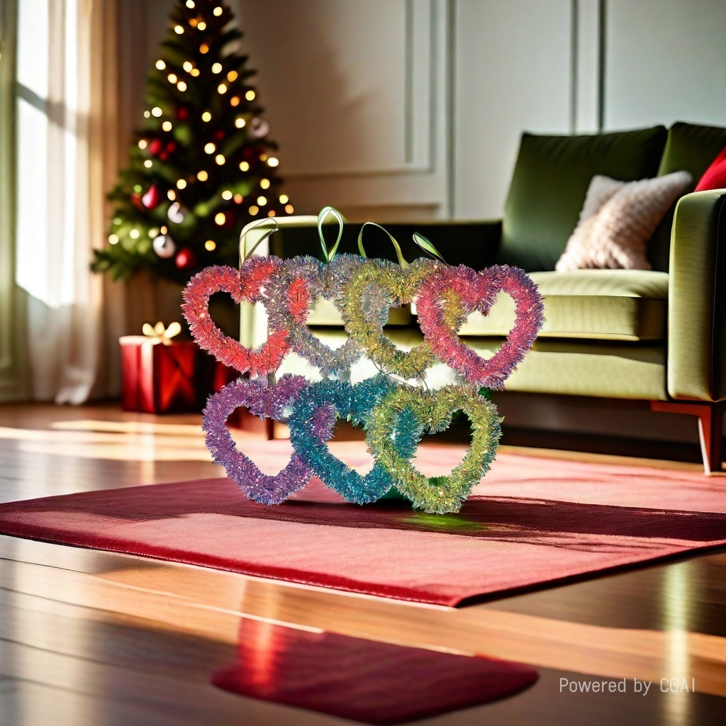 Heart-shaped colorful flower wreath Christmas decoration bestseller. Christmas colorful strips are festive and exquisite Specification image