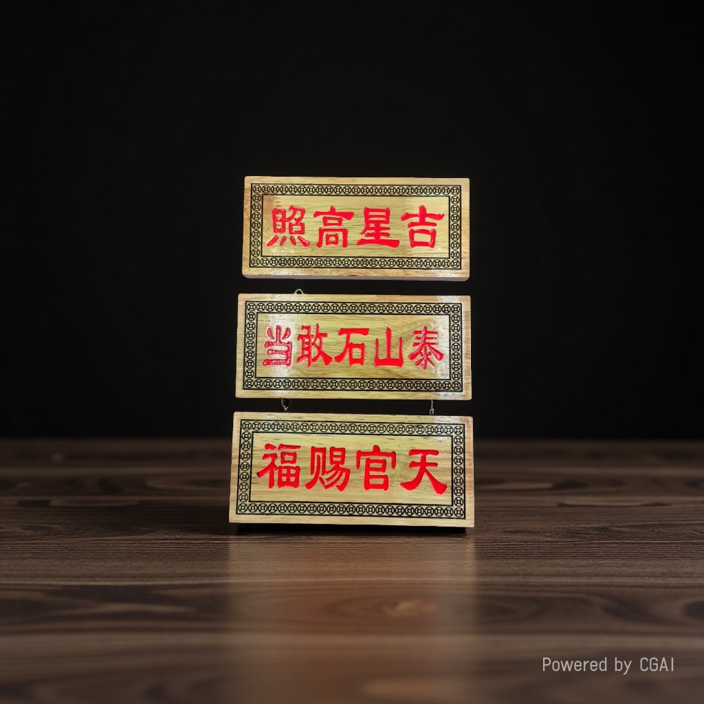 黄桃木令牌彩绘天官赐福牌百无忌吉星高照太公在此家居工艺品挂件