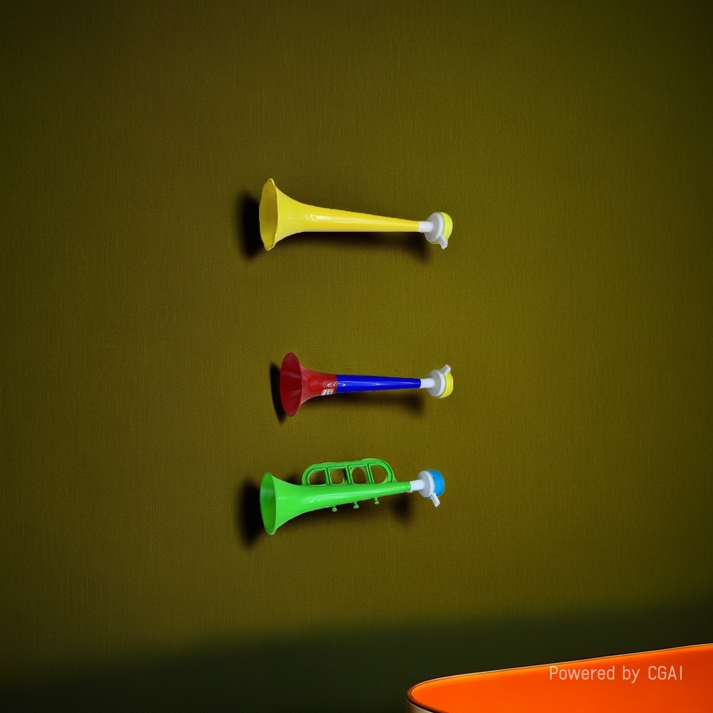 Colorful plastic fan cheer horns and football support horns are available in multiple colors Application Scenario