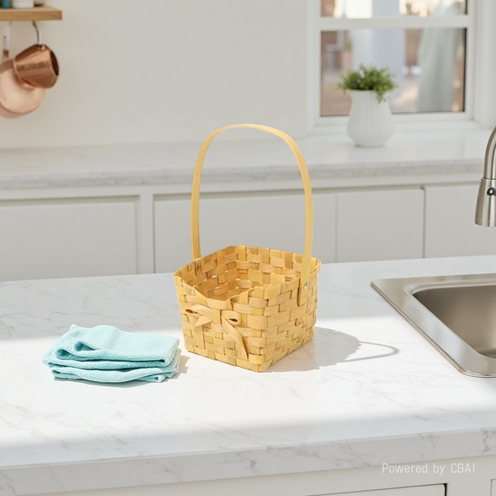 Chao-shan bamboo woven square souvenir basket, Dragon Boat Festival mugwort leaf pendant, woven small lantern bamboo products Specification image