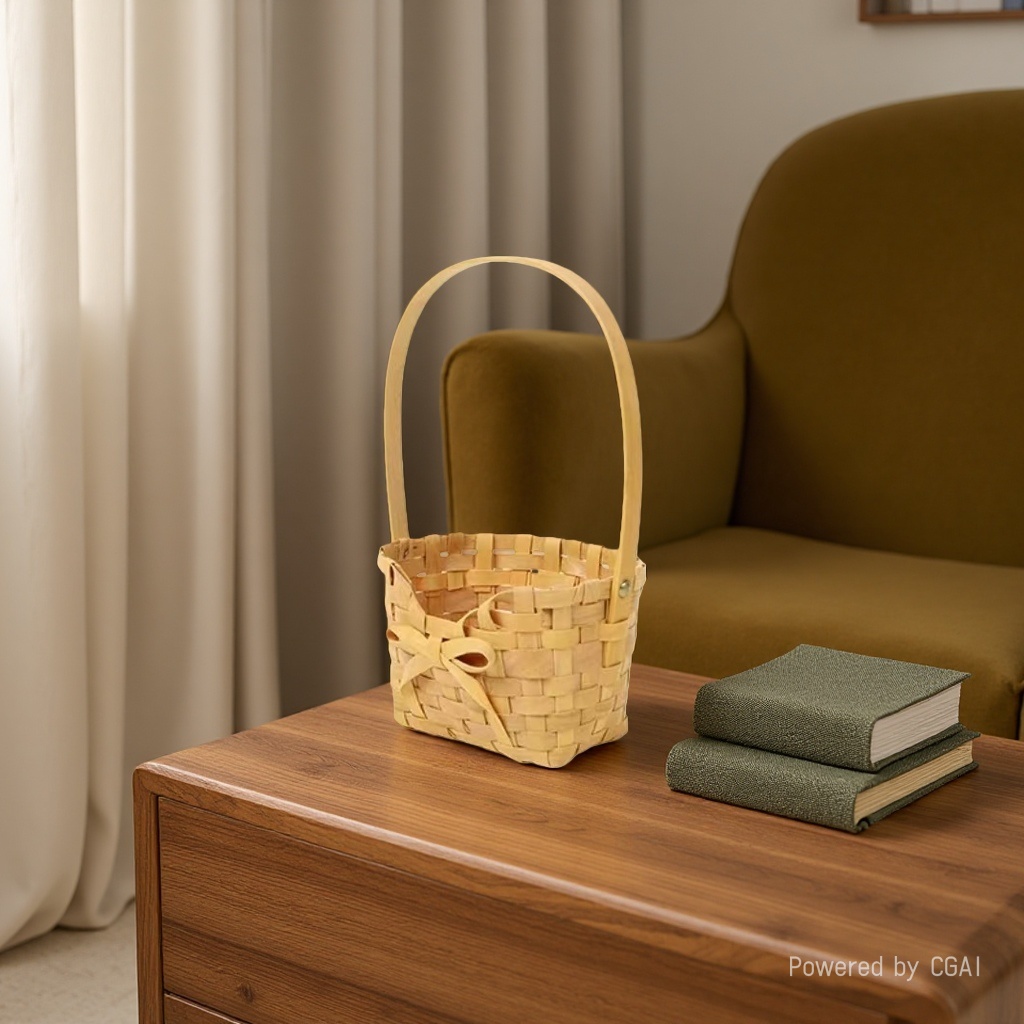 Woven rattan hand-held basket for storage, jasmine scented hair band storage woven basket Application Scenario