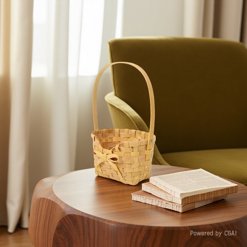 Woven rattan hand-held basket for storage, jasmine scented hair band storage woven basket Specification image