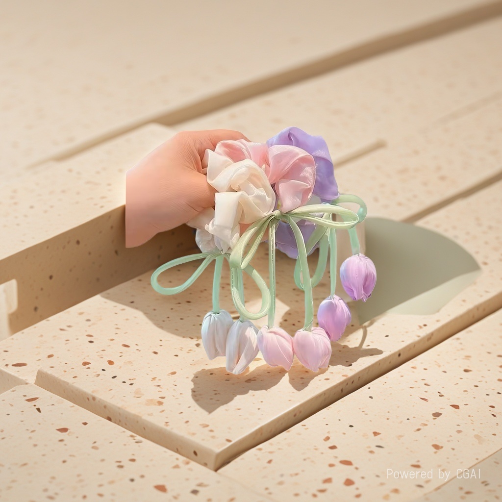 Zhenzhu holds a flower-shaped Hanfu headpiece, a hair band and an integrated tulip headband details Picture