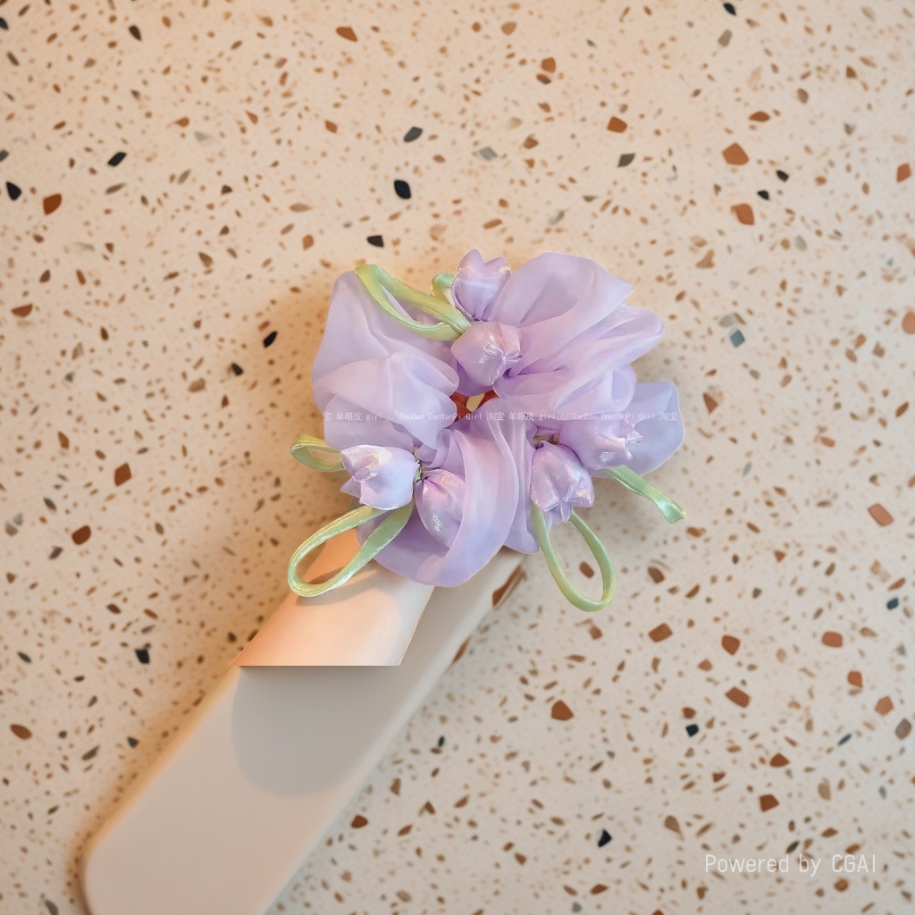 Purple flower-shaped large intestine hair band, hair accessory and hair tie