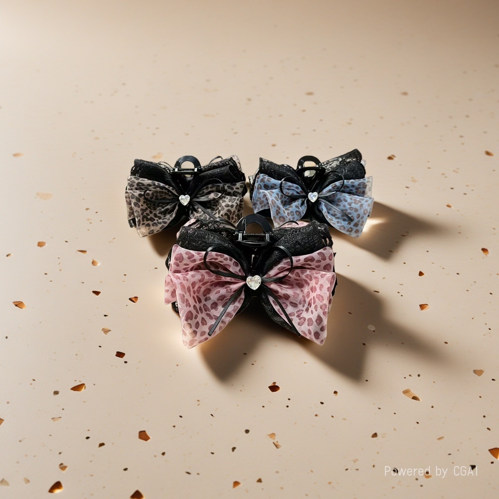 Leopard print bow banana clip hairpin grab clip accessory women's hairpin details Picture