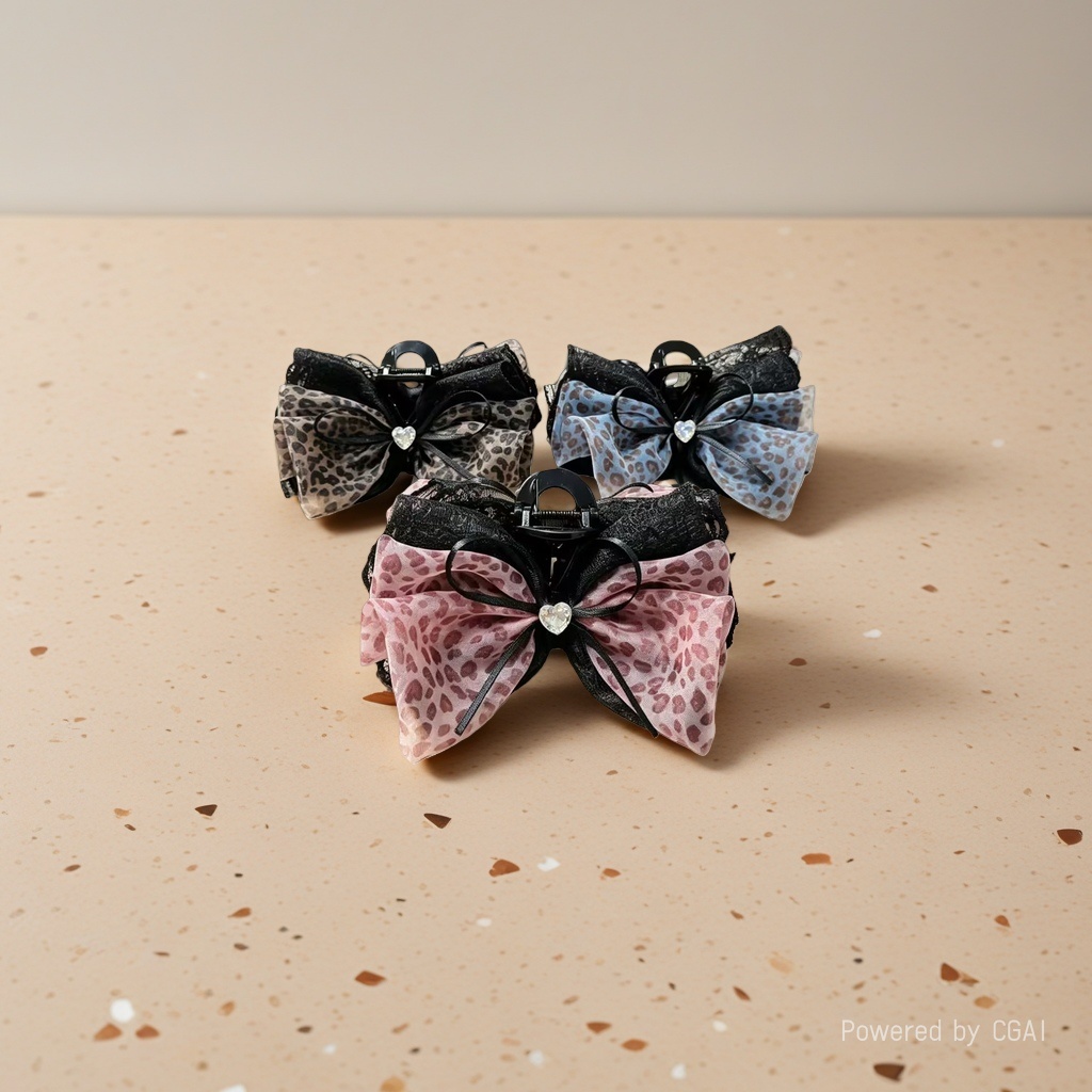 Leopard print bow banana clip hairpin grab clip accessory women's hairpin Application Scenario