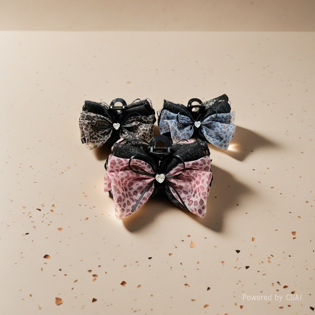 Leopard print bow banana clip hairpin grab clip accessory women's hairpin