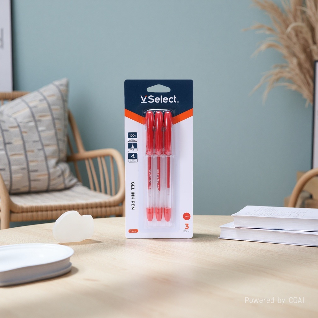 Red 0.7mm gel pens, 3 per card, for export only. Minimum order quantity: one box