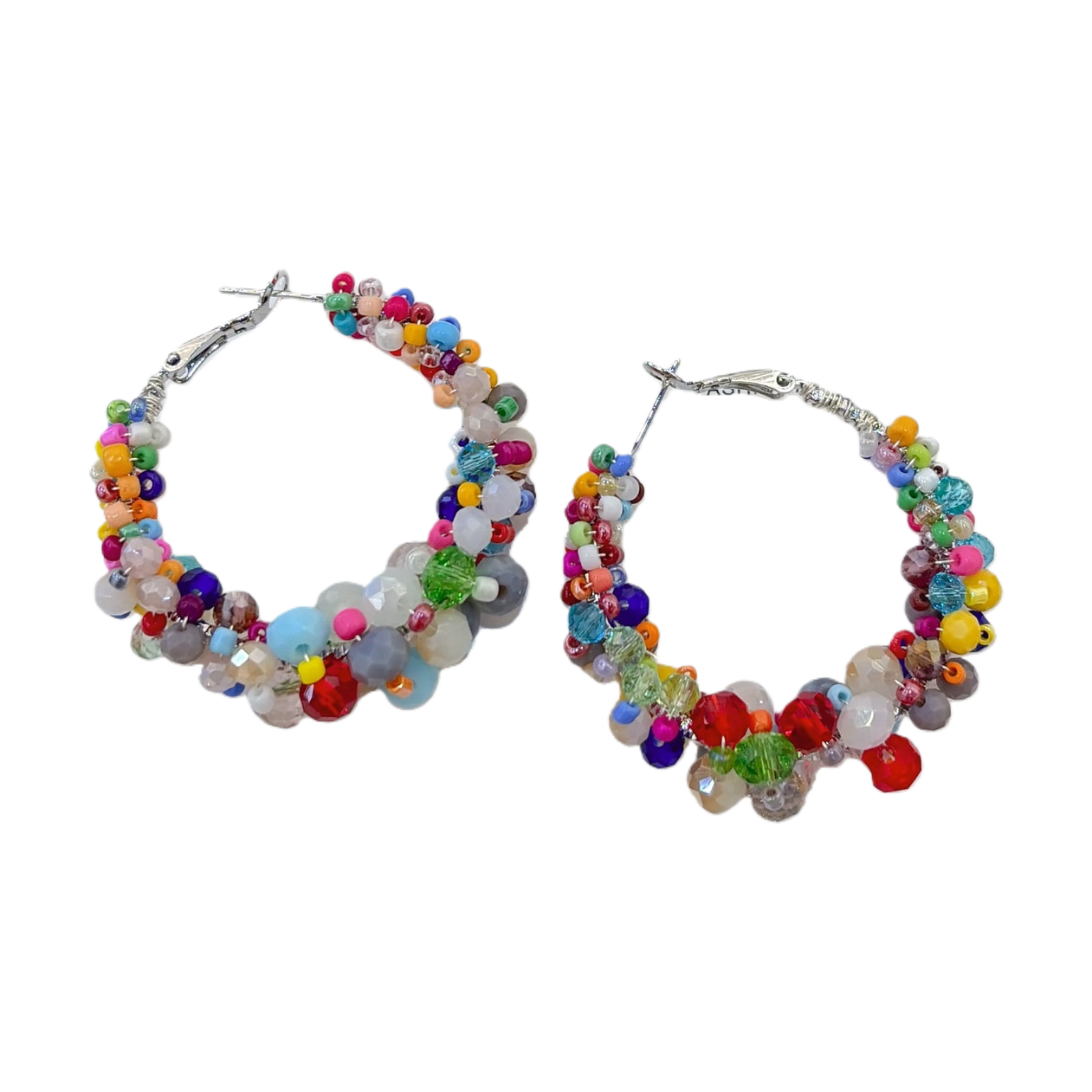 Obi Yabi S925 sterling silver colored bead jade earrings Item Picture