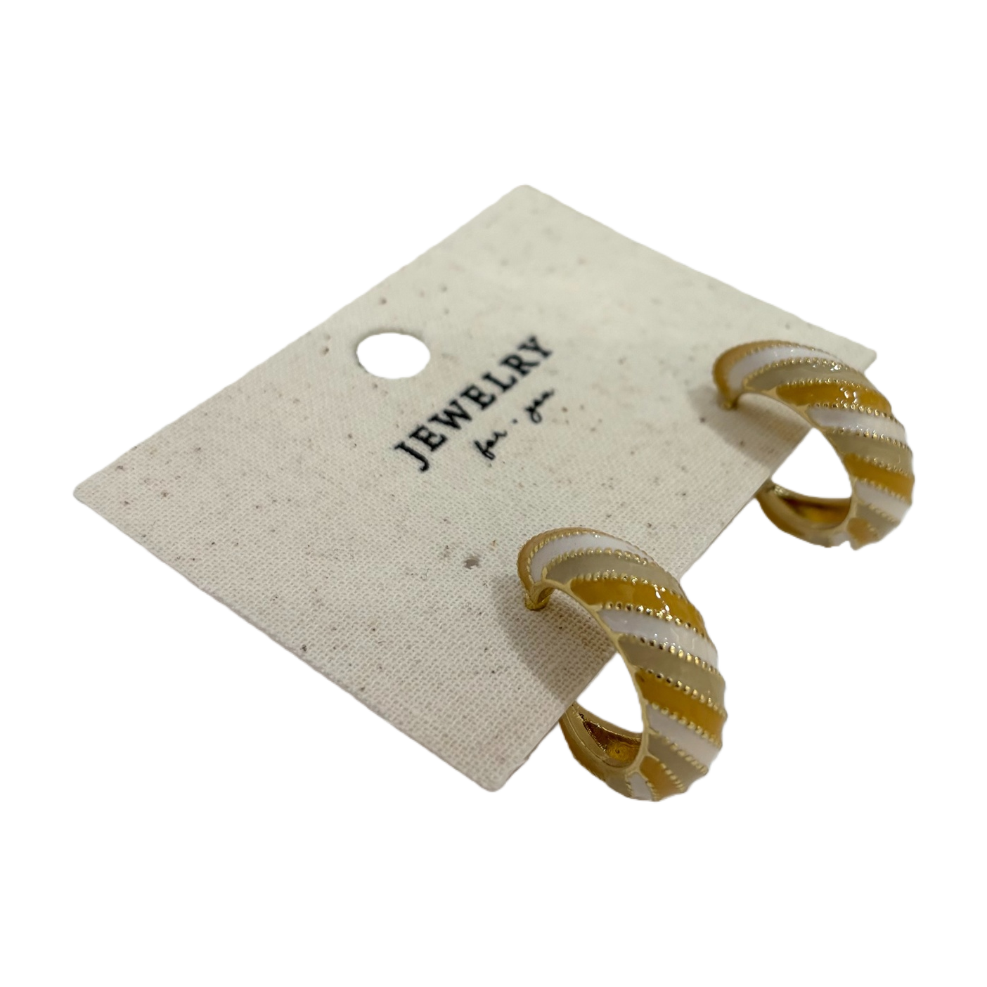 925 silver-gold striped earrings with silver-polished cloth Moissanite ring and silver jewelry setting Item Picture
