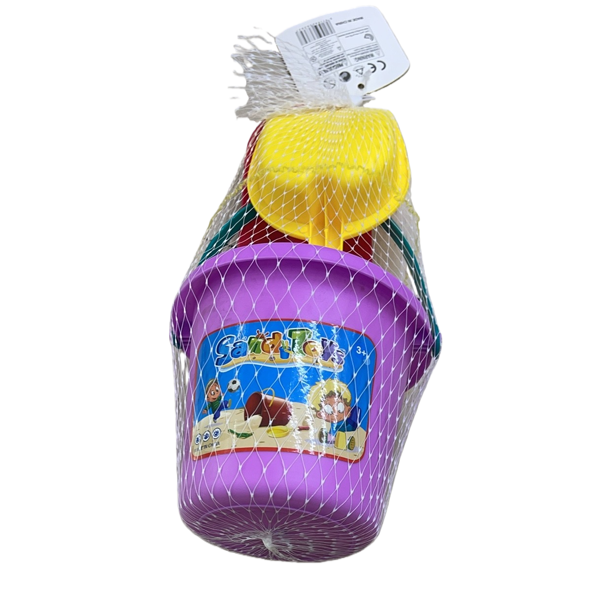 The beach toy bucket set includes PU sandbag balls and 14cm hollow rings Item Picture