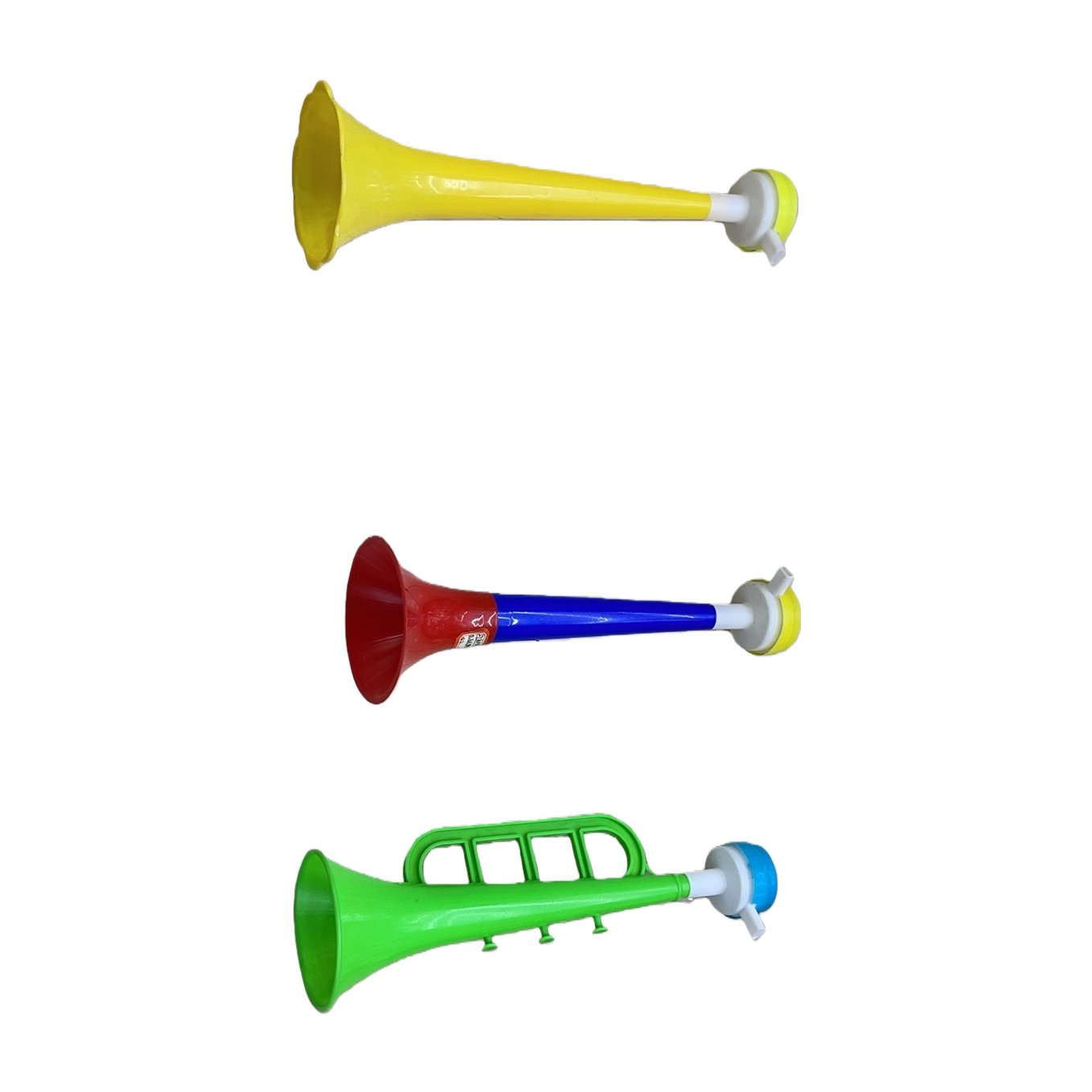 Colorful plastic fan cheer horns and football support horns are available in multiple colors Item Picture