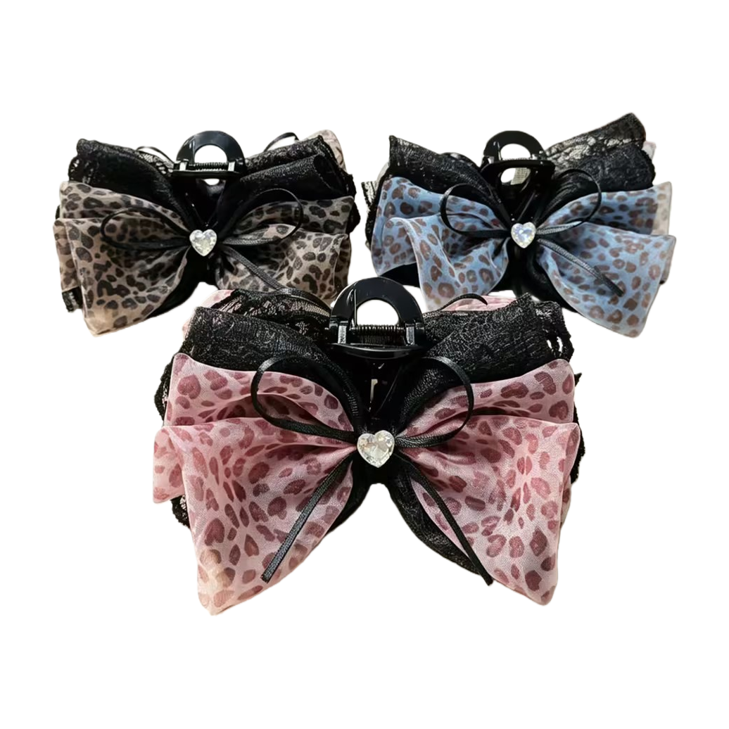 Leopard print bow banana clip hairpin grab clip accessory women's hairpin Item Picture