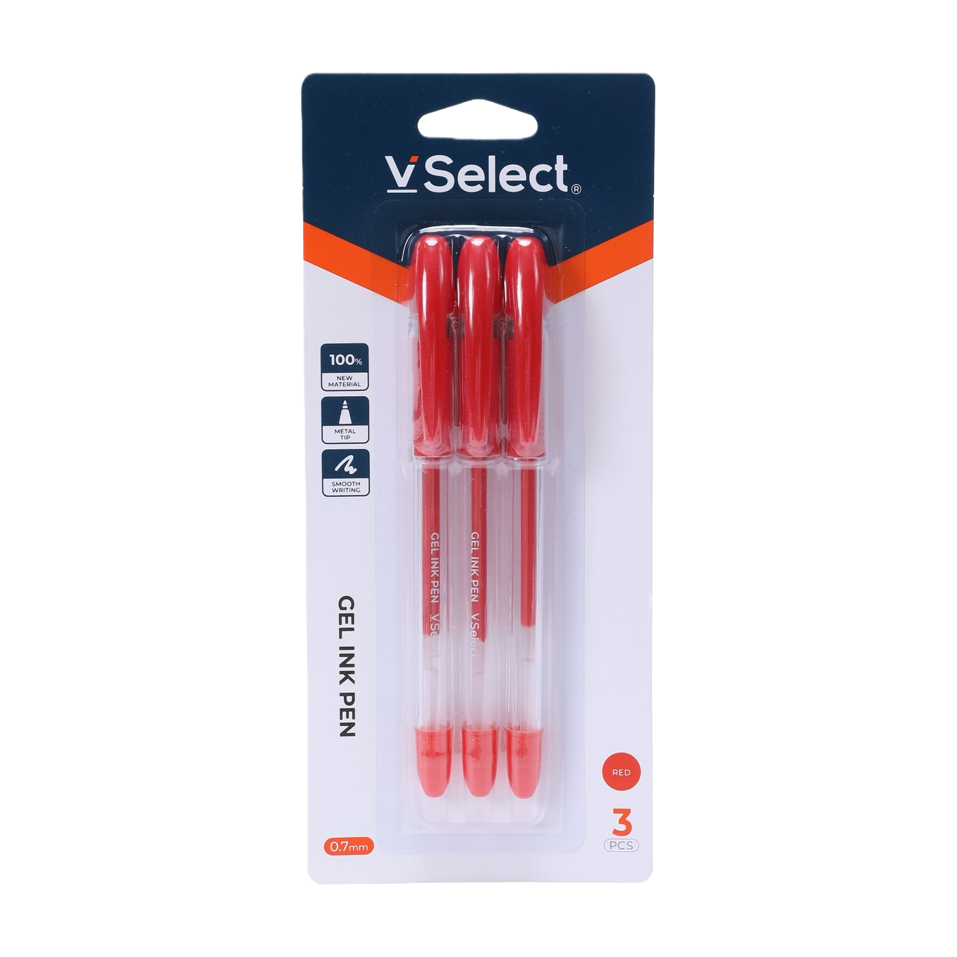 Red 0.7mm gel pens, 3 per card, for export only. Minimum order quantity: one box Item Picture